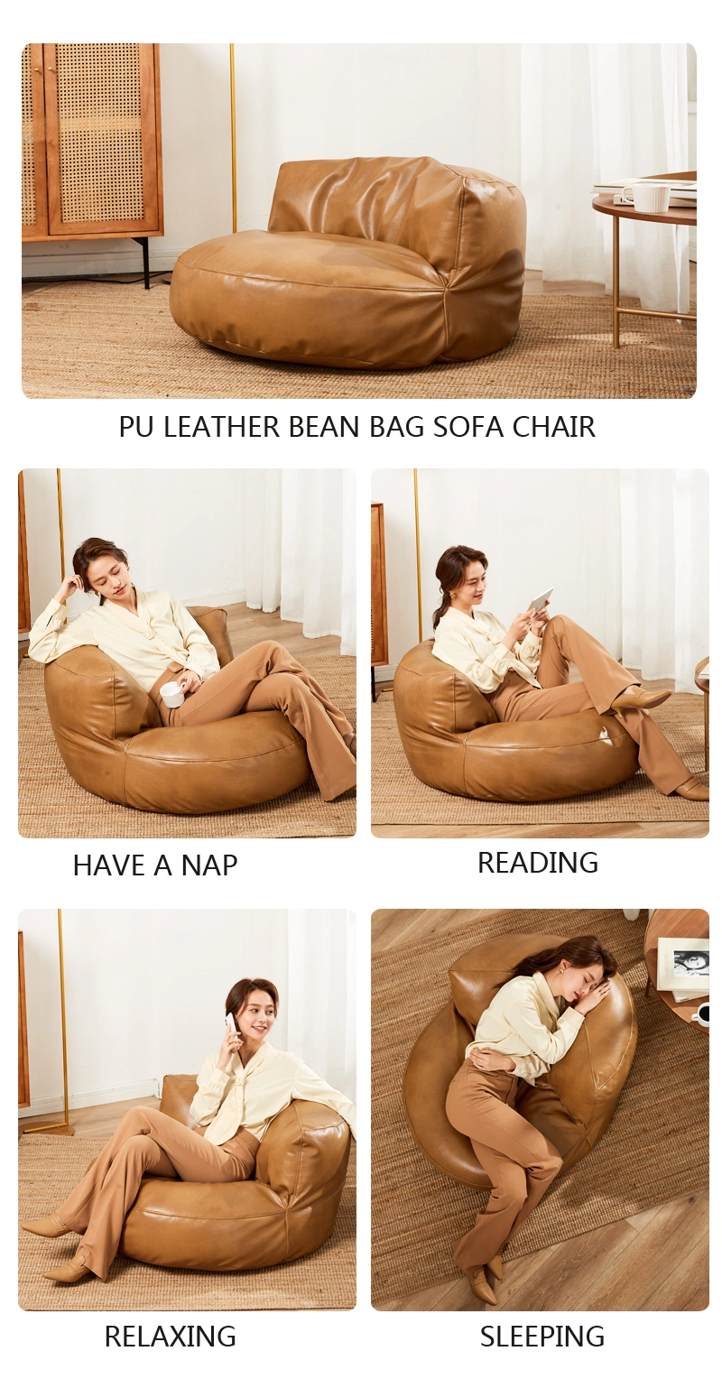 Round Shape PU Leather Bean Bag Chair