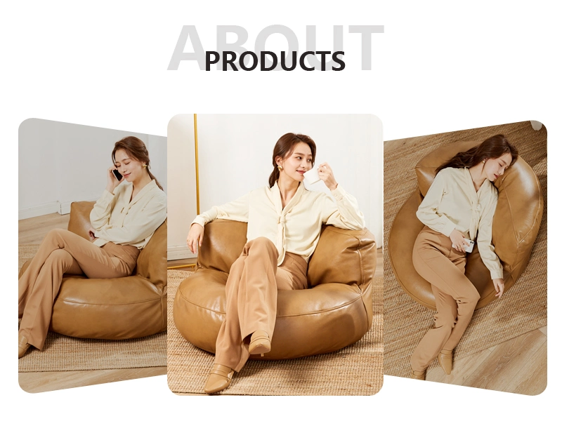 Round Shape PU Leather Bean Bag Chair